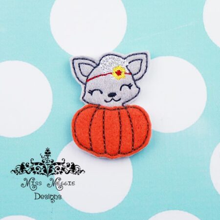 Fox in Pumpkin feltie ITH Embroidery design file