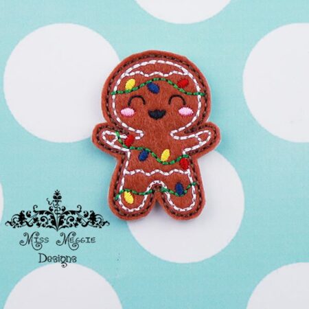 Christmas Lights Gingerbread man feltie ITH Embroidery design