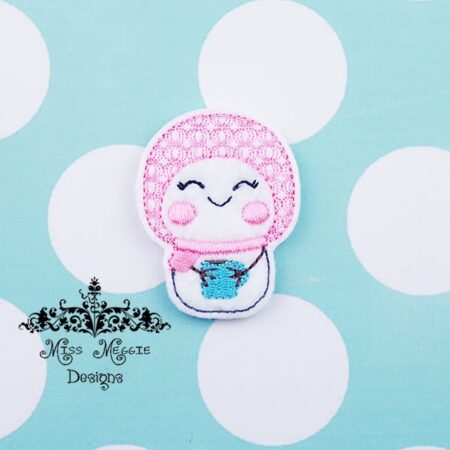 Snowman Girl Hot Cocoa /Coffee feltie ITH Embroidery design file