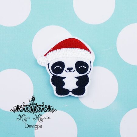 Panda with santa hat feltie ITH Embroidery design file