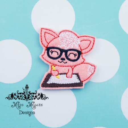 Geeky School Fox Woodland feltie ITH Embroidery design file