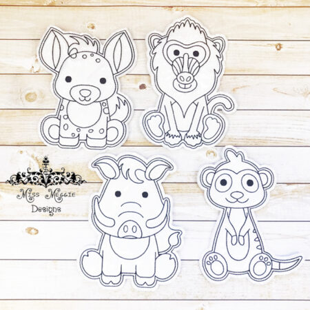 Safari flat Coloring doll set ITH Embroidery design file