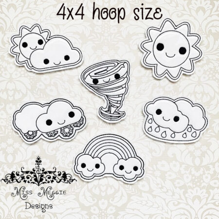Coloring dolls flat 4x4 Weather ITH Embroidery design