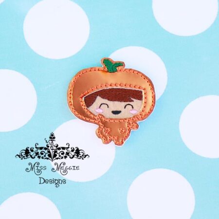 Boy Pumpkin costume feltie ITH Embroidery design file