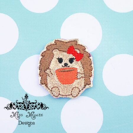 Hedgehog Coffee Fall feltie ITH Embroidery design file