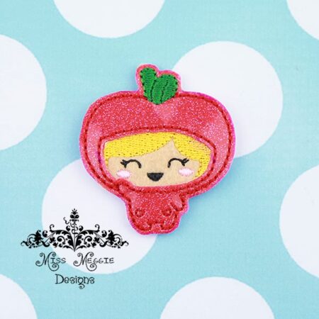 Girl Apple costume feltie ITH Embroidery design file