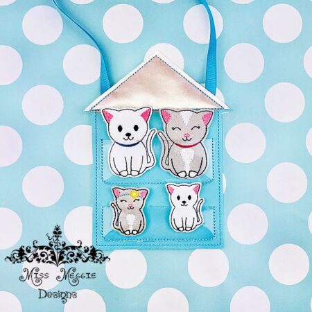Kitty Family Felties Tote house ITH Embroidery design file
