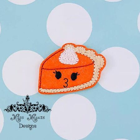 Kissy Pumpkin Pie Fall feltie ITH Embroidery design file