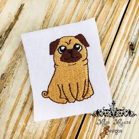 Pug dog puppy Fill Design ITH Embroidery design file