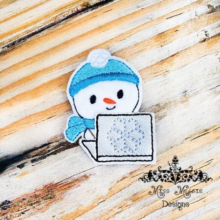 Snowman on Computer/Laptop feltie ITH Embroidery design file