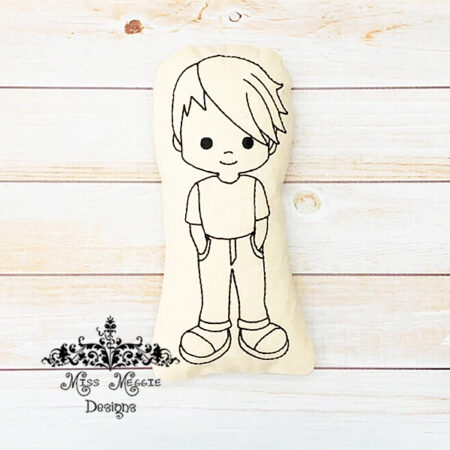 Doodle doll coloring stuffie boy /guy ITH embroidery design fil