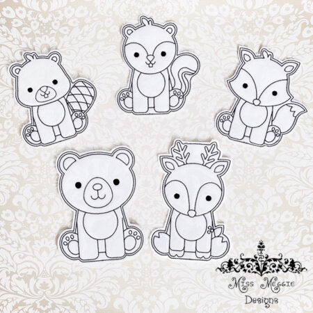 Coloring flat dolls Woodland animals ITH Embroidery file