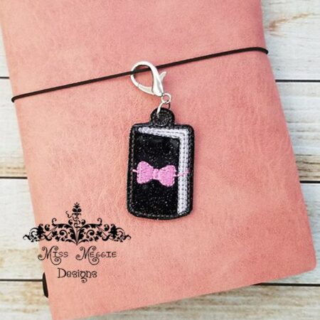 Travel Journal Bow Feltie Charm ITH Embroidery design file
