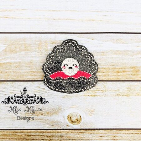 Clam Kawaii Pearl feltie ITH Embroidery design file