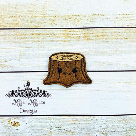 Kawaii Tree Stump feltie ITH Embroidery design file