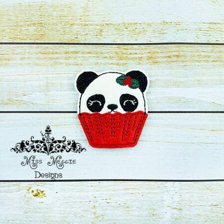 Panda Cupcake feltie ITH Embroidery design file