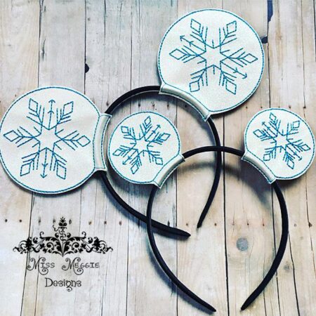 Snowflake Headband ears ITH Embroidery design file 2 sizes