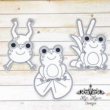 Coloring doll Flat frog set ITH Embroidery design file