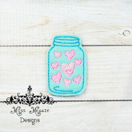 Mason jar valentine hearts feltie ITH Embroidery design file
