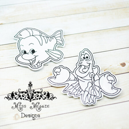 Coloring doll Flat lobster, flounder ITH Embroidery design file