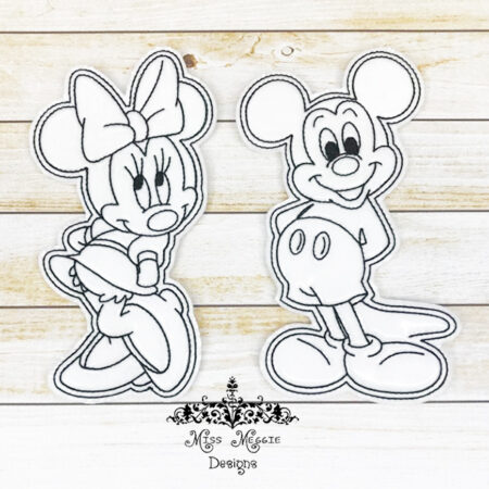 Coloring doll Flat Mouse girl and boy ITH Embroidery design file