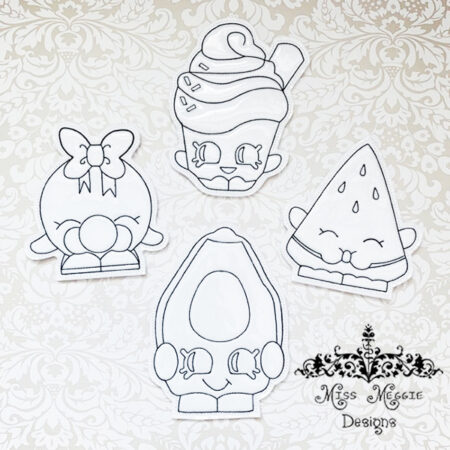 Coloring doll Flat  shop food ITH Embroidery design file