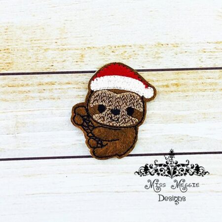 Santa Sloth Zoo feltie ITH Embroidery design file