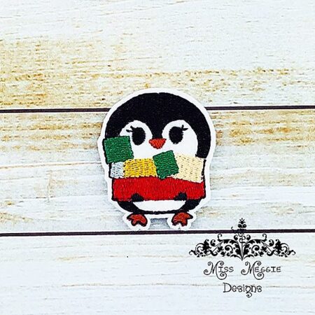 Penguin Presents shopping feltie ITH Embroidery design file