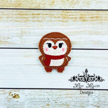 Gingerbread Penguin feltie ITH Embroidery design file