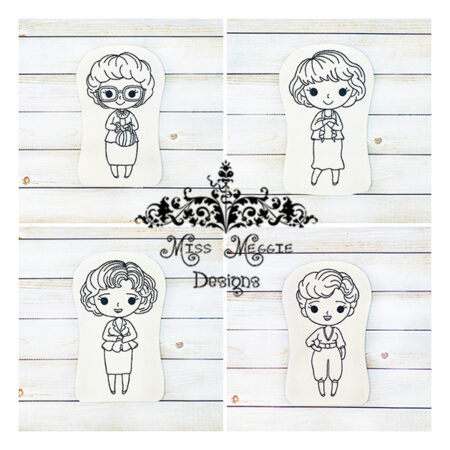 Doodle doll coloring stuffie Golden gal set  ITH Embroidery file