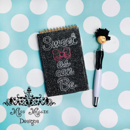 Note/Memo pad sweet as can be cover ITH Embroidery design file