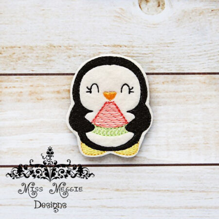 Penguin Watermelon Summer Feltie ITH design digital file