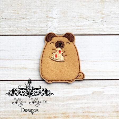 Fat Pug Dog 2 Pizza puppy Feltie ITH design digital file