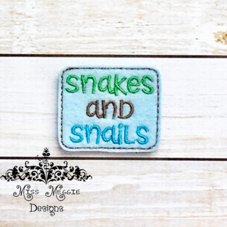Snakes and Snails Feltie ITH design digital file