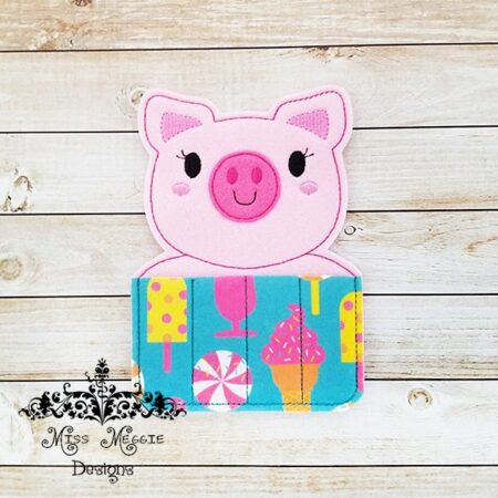 Cute Piggie Pig crayon holder ITH Embroidery design