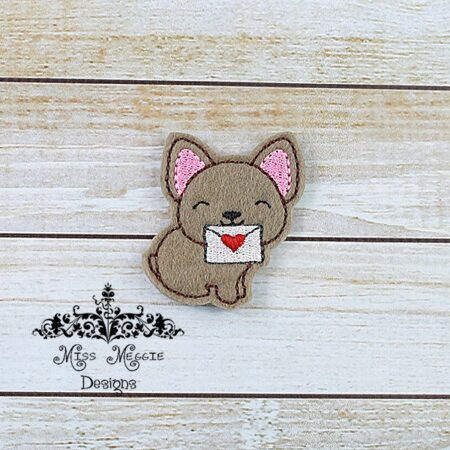 Valentine Dog Love Letter feltie ITH Embroidery design file