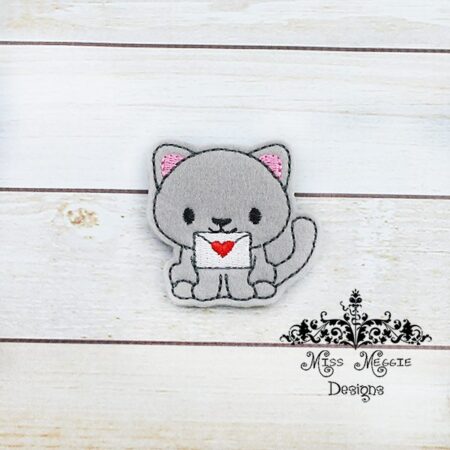Valentine kitty Cat Love Letter feltie ITH Embroidery design