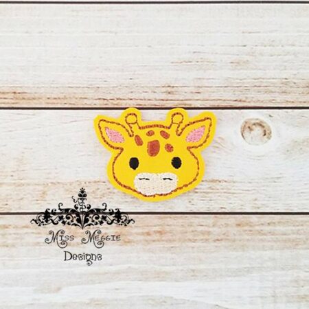 Lennie the Giraffe Animal head feltie ITH Embroidery design file