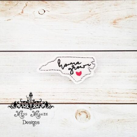 North Carolina Home Grown  feltie ITH Embroidery design file