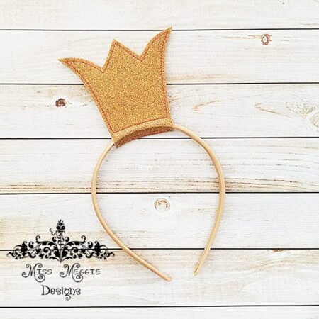 Crown Princess Queen Headband slide on ITH Embroidery design