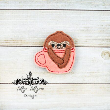 Sloth in a Cup Mug feltie ITH Embroidery design file