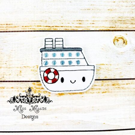 Cute Cruise Ship Boat feltie design ITH embroidery design file