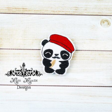 Panda French Mustache feltie design ITH embroidery design file