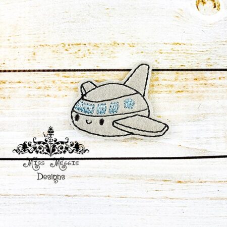 Cute Airplane Airliner feltie design ITH embroidery design file