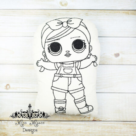 Doodle doll coloring stuffie shorti  ITH Embroidery file