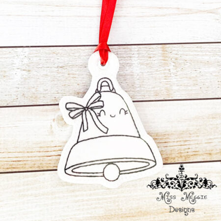 Bell Christmas Coloring ornament ITH Embroidery design file