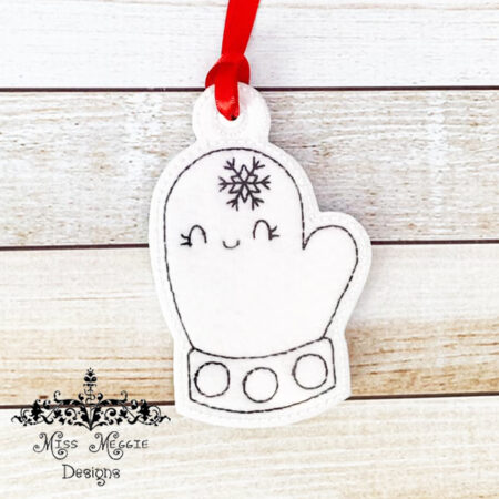 Mitten Christmas Coloring ornament ITH Embroidery design file
