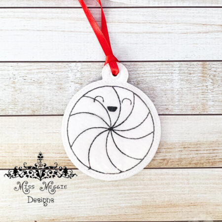Peppermint Christmas Coloring ornament ITH Embroidery design