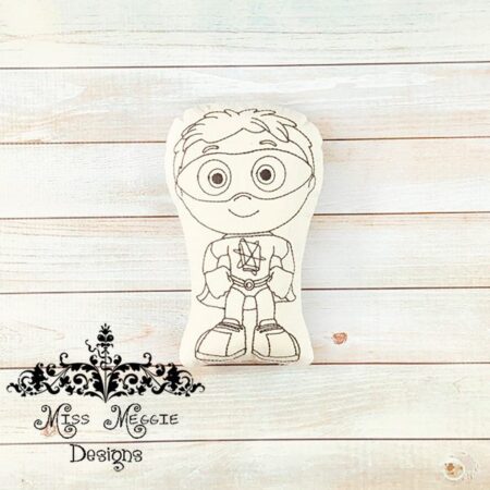 Doodle coloring doll stuffie  Reading Hero ITH Embroidery file