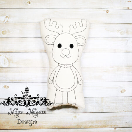 Doodle coloring doll stuffie Reindeer Embroidery design file